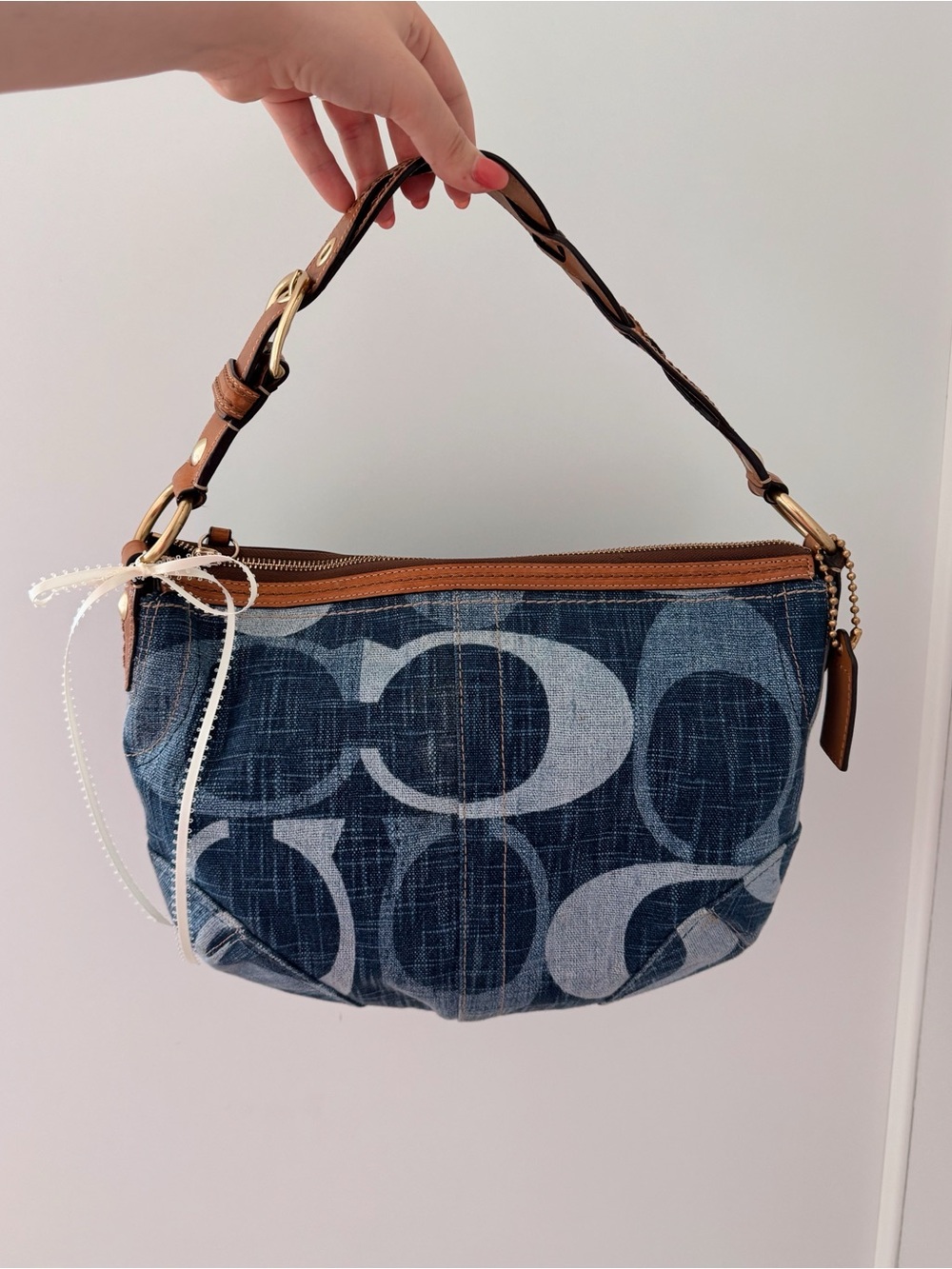 Vintage Coach Denim Signature Hobo Shoulder Bag